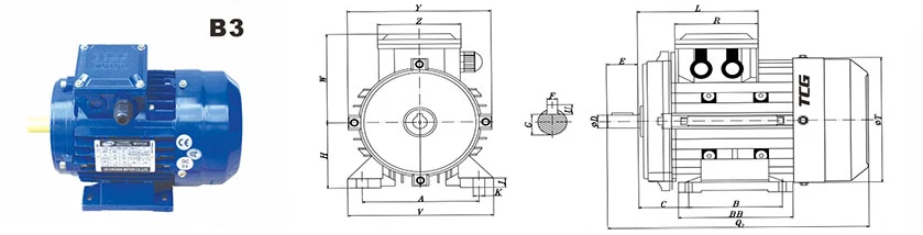 Aluminum Housing Motor B3 Foot Mounted
